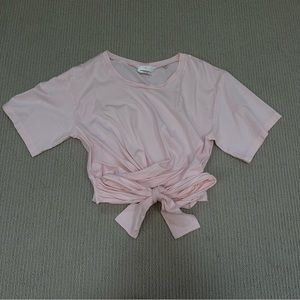 7 for all mankind short sleeve twist tee shirt - Medium, Baby Pink, EUC